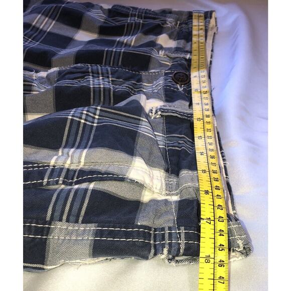 Abercrombie & Fitch Shorts Plaid Blue White Button Fly Mens Size 33 - Picture 11 of 12